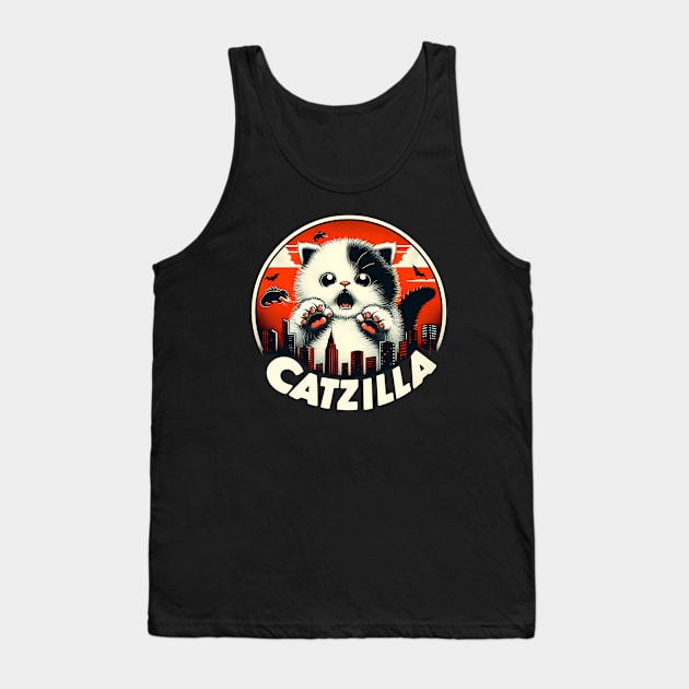 CATZILLA - Cute & Fierce Kitty Overlooking the City Tank Top by ANSAN